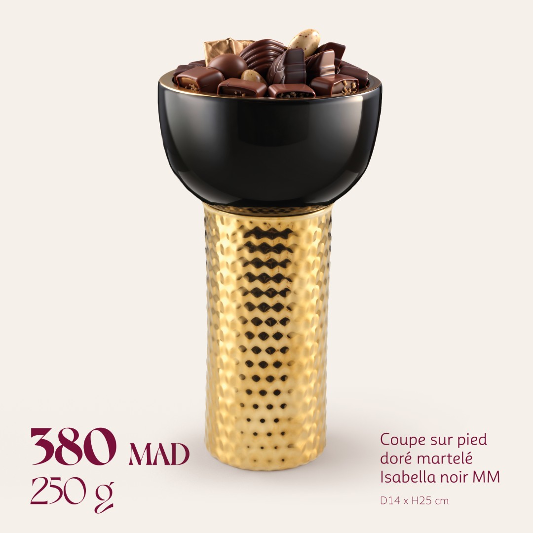 Coupe sur pied doré martelé Isabella noir